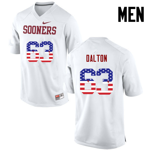 Oklahoma Sooners #63 Alex Dalton College Football USA Flag Fashion Jerseys-White
